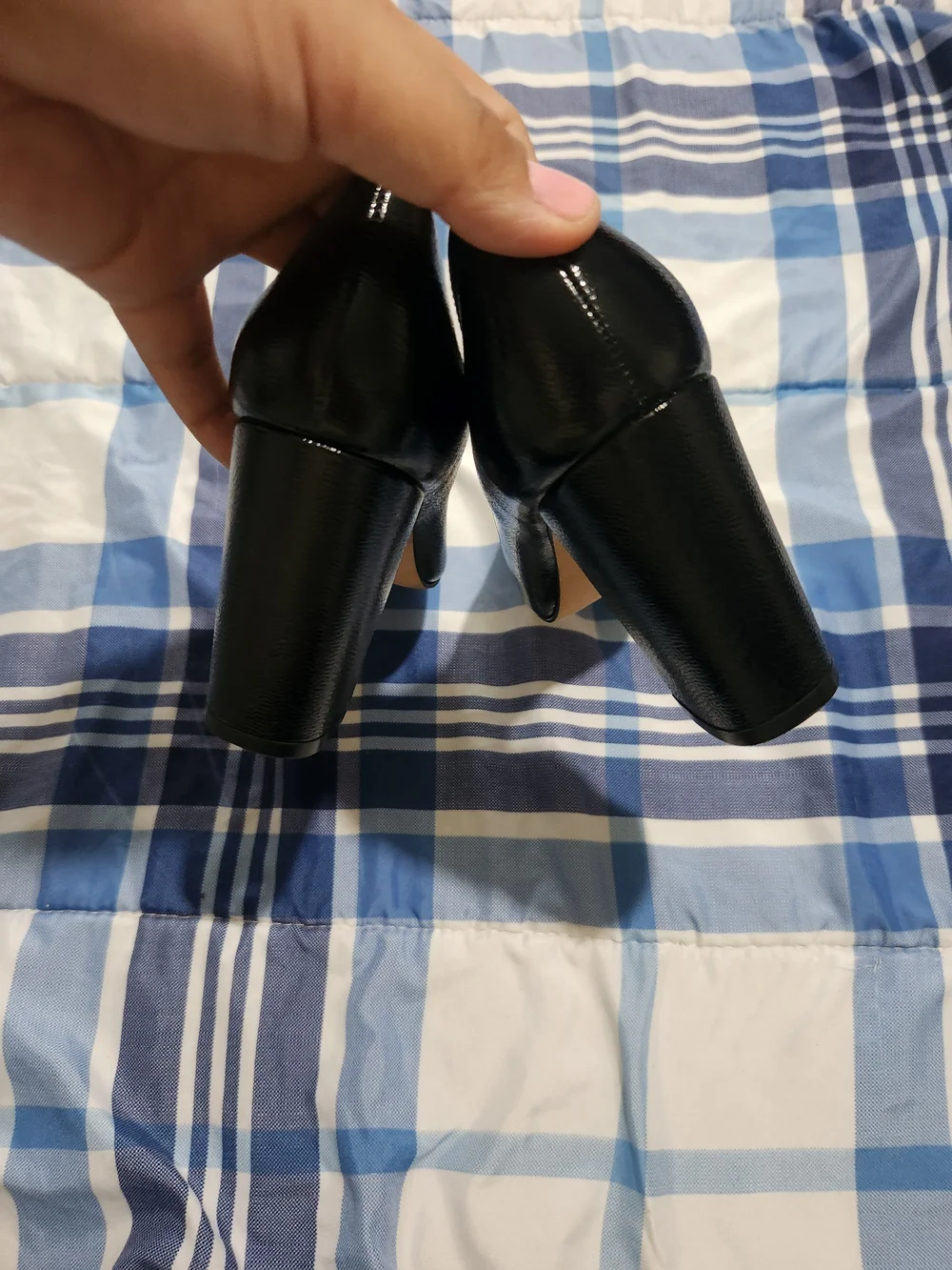 Stuart Weitzman Black Leather Pointed Toe Block Heel Pumps